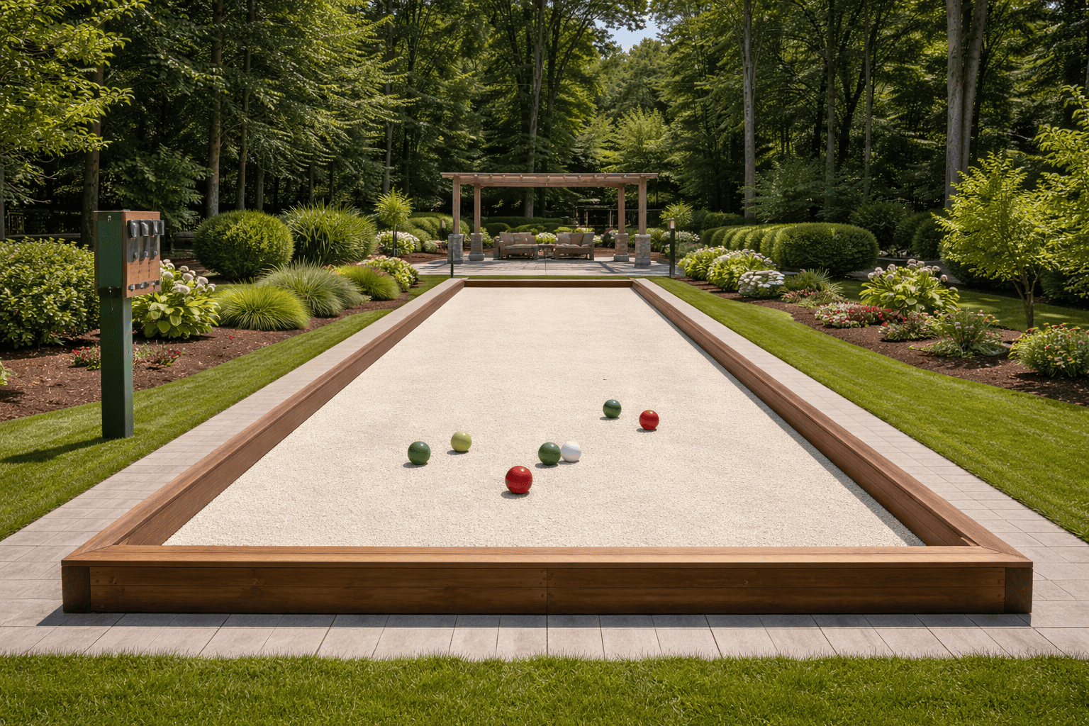 Bocce court and pergola retreat