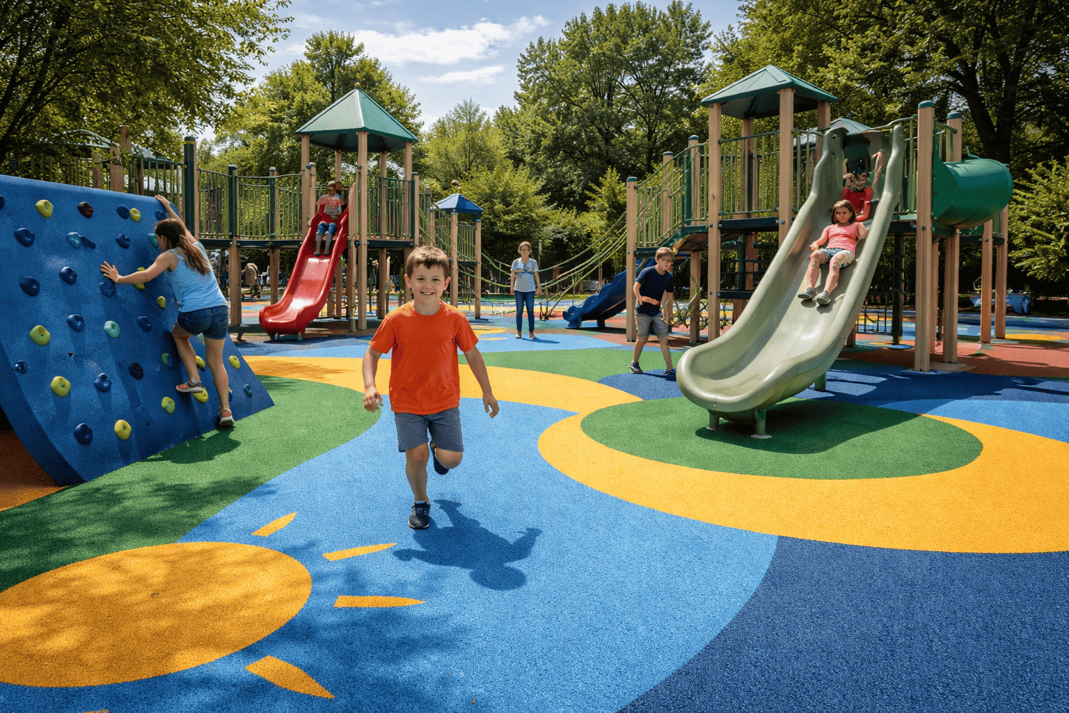 Children enjoying a sunny playground