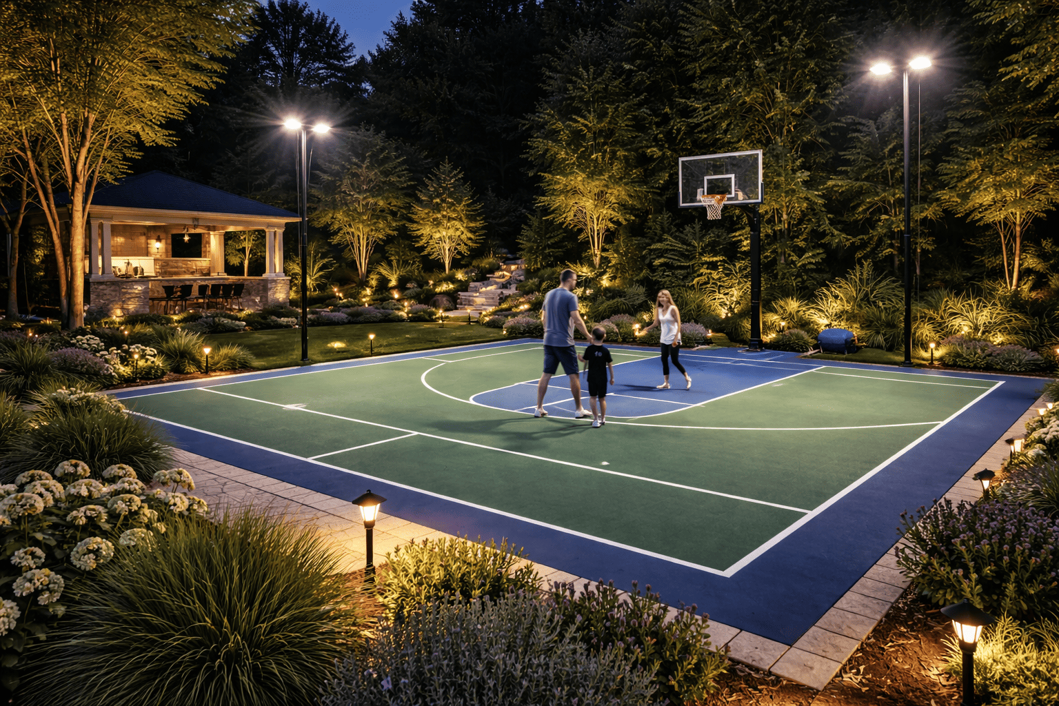 Family fun on a backyard court