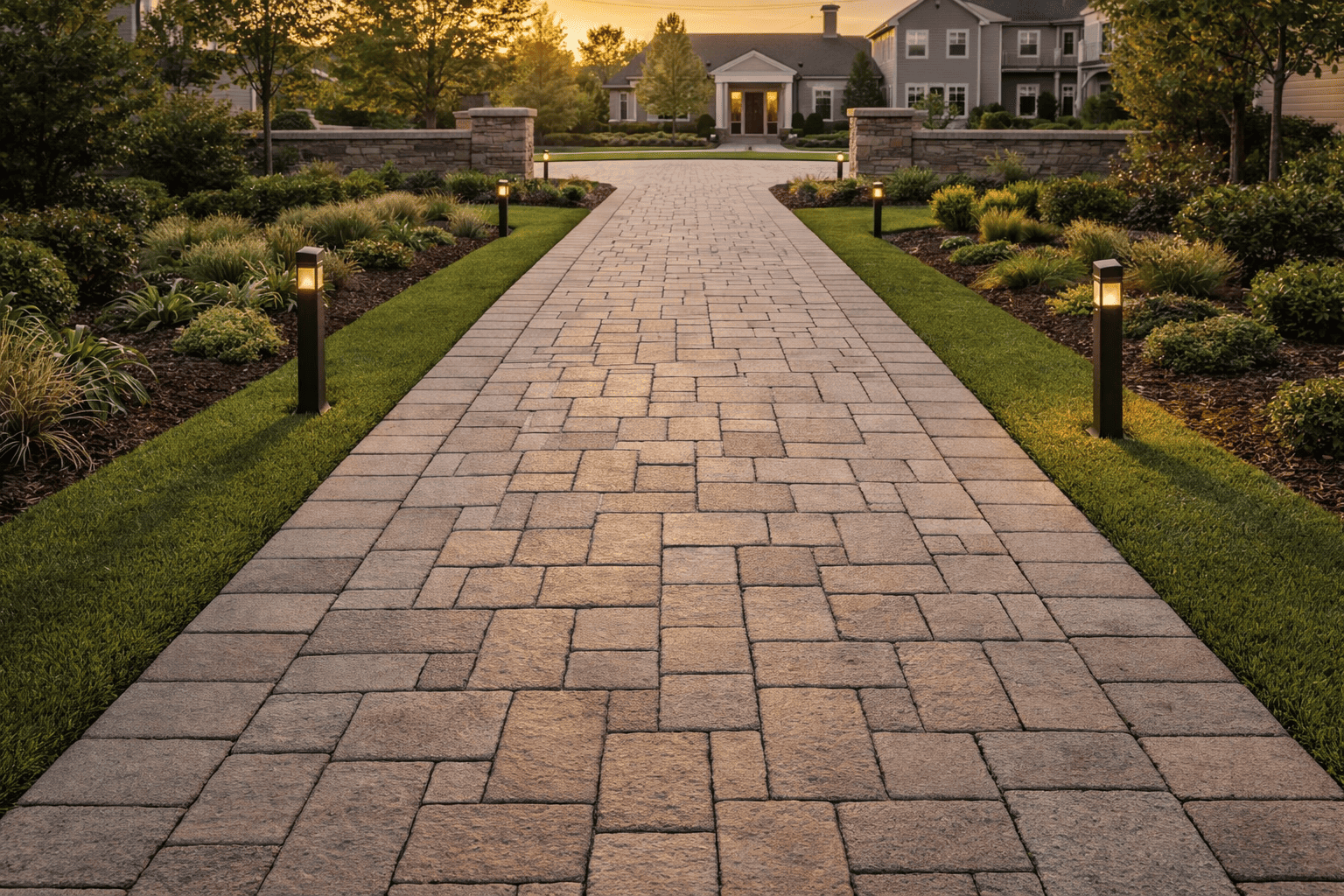 Golden hour at the estate entrance