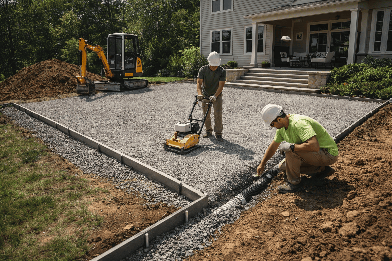 Preparing foundation for backyard paving