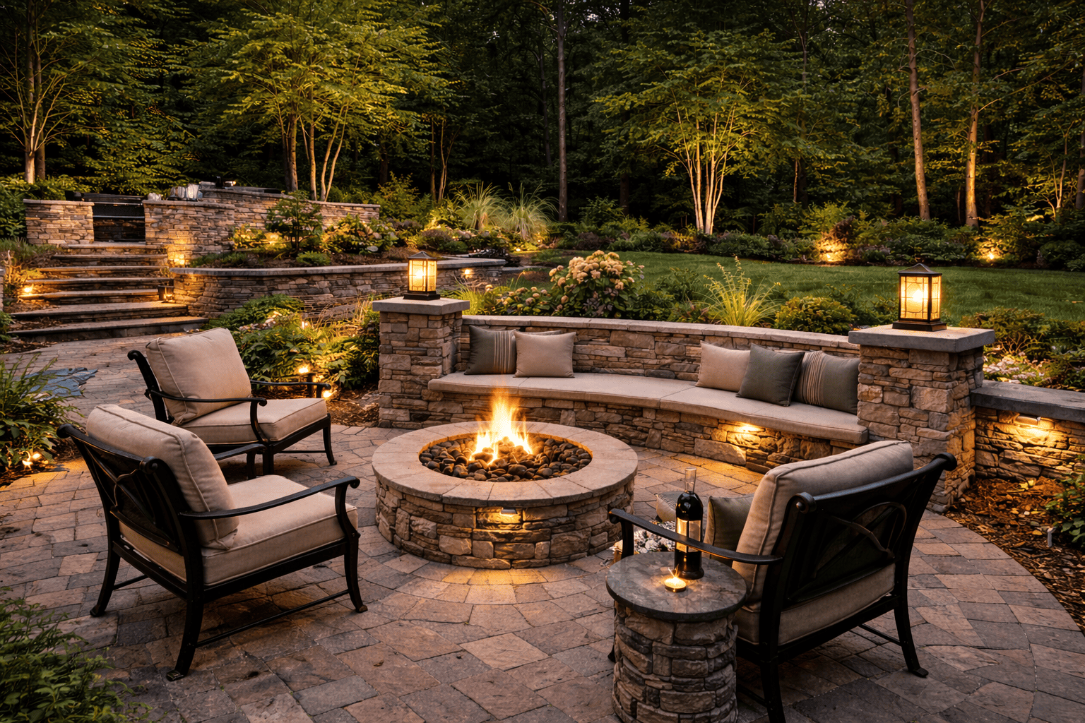 Twilight glow in a cozy garden retreat