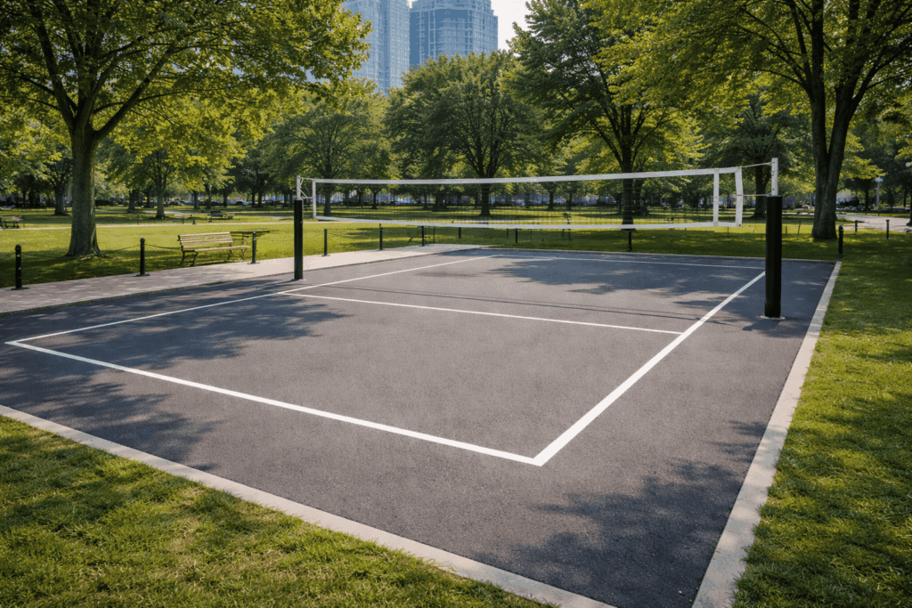 Volleyball court in urban park
