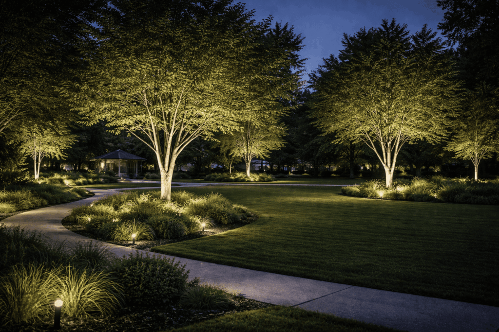 serene park at night