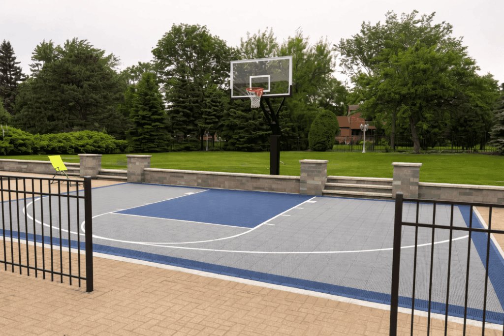 estate basketball court on overcast day