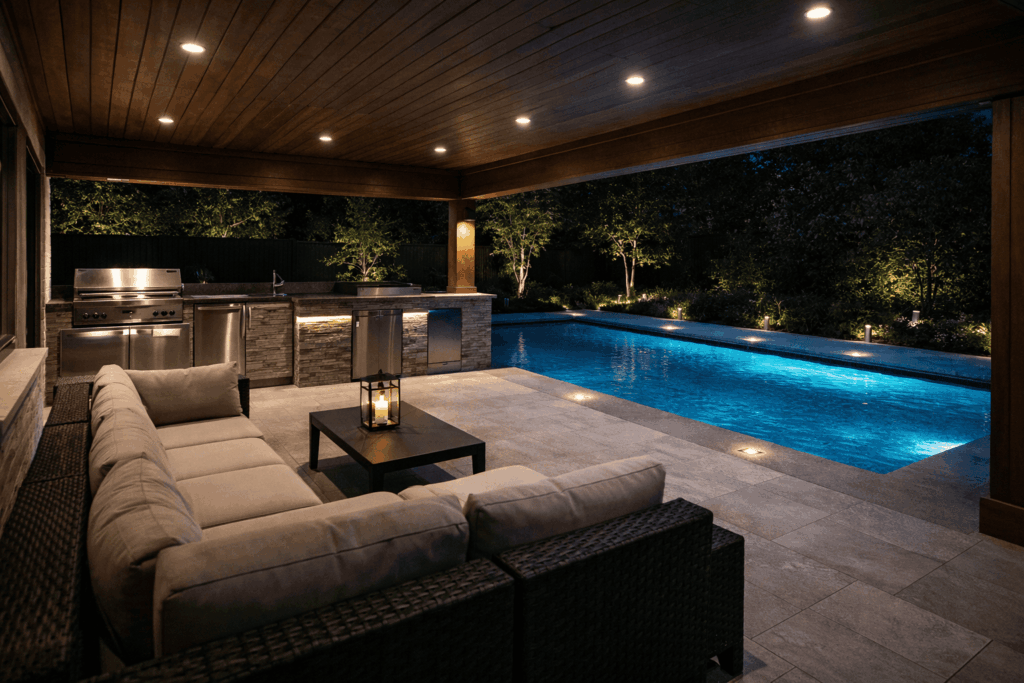 Elegant night by the pool