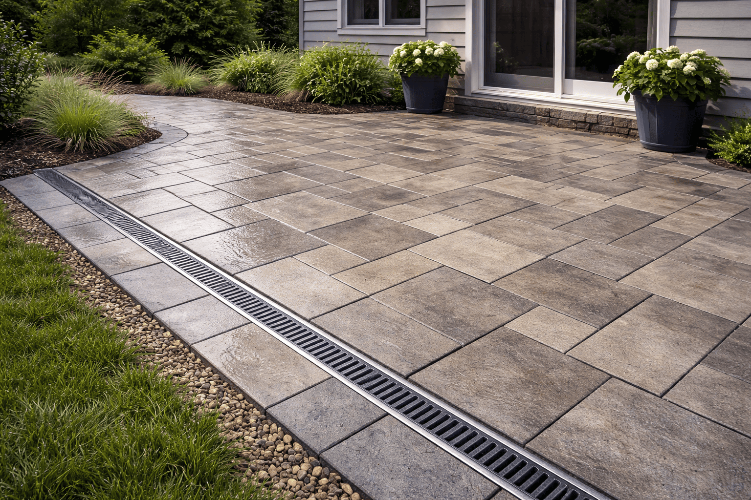 Fresh patio with landscaped garden