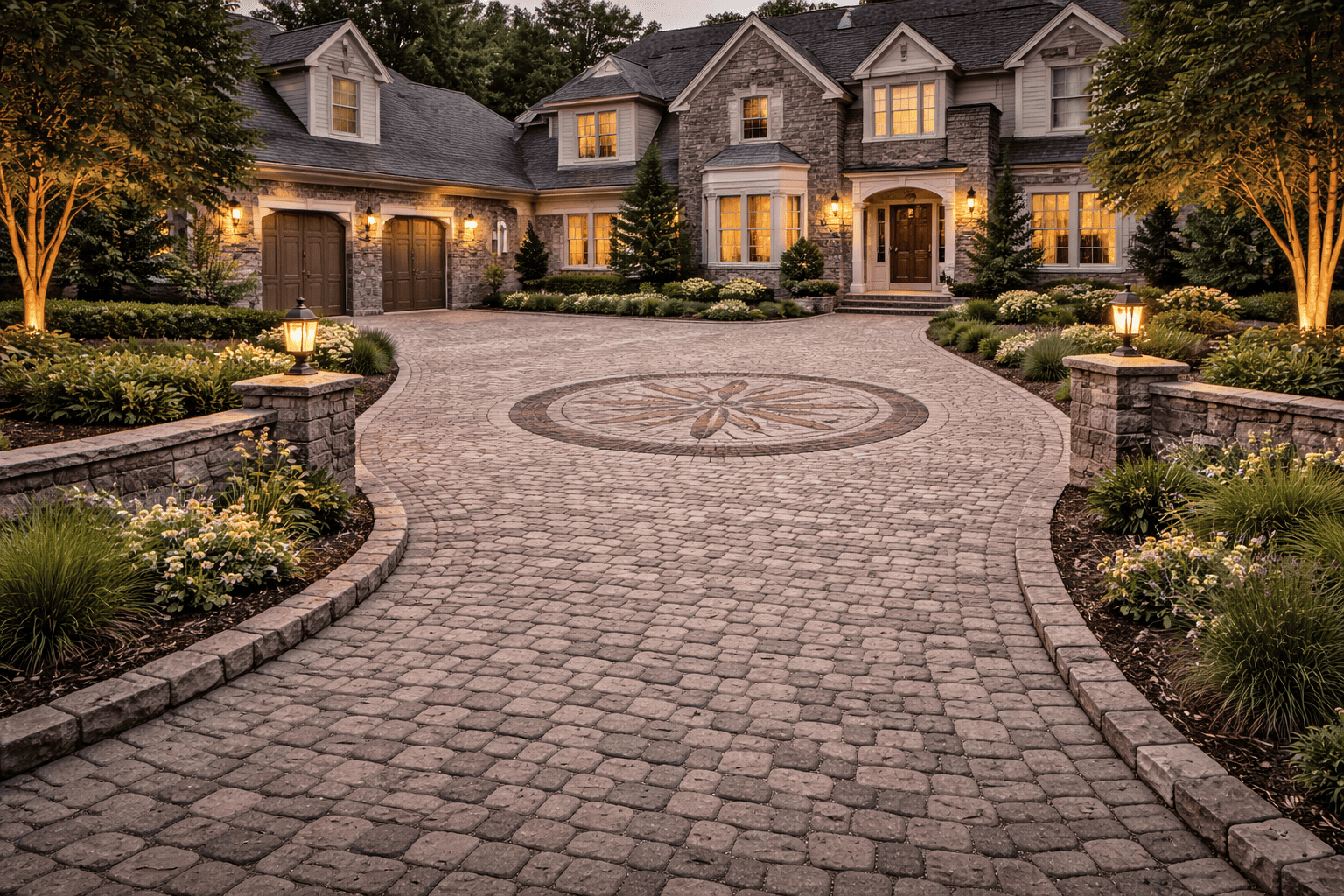 Twilight elegance at a grand estate